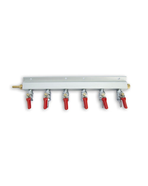 6 Output / 6 Way Gas Line Manifold Splitter with Check Valves
