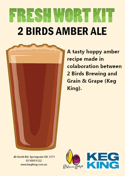2Birds Amber ale Grain And Grape Keg King Wort Kit