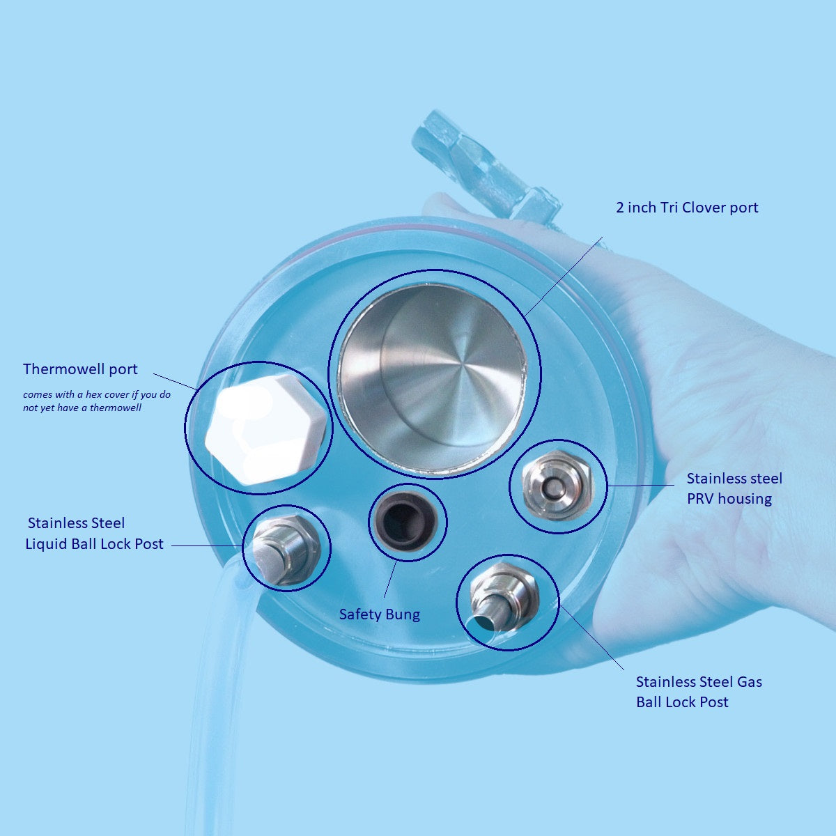Universal Apollo Stainless Steel Pressure Lid (2in Tri-Clover)