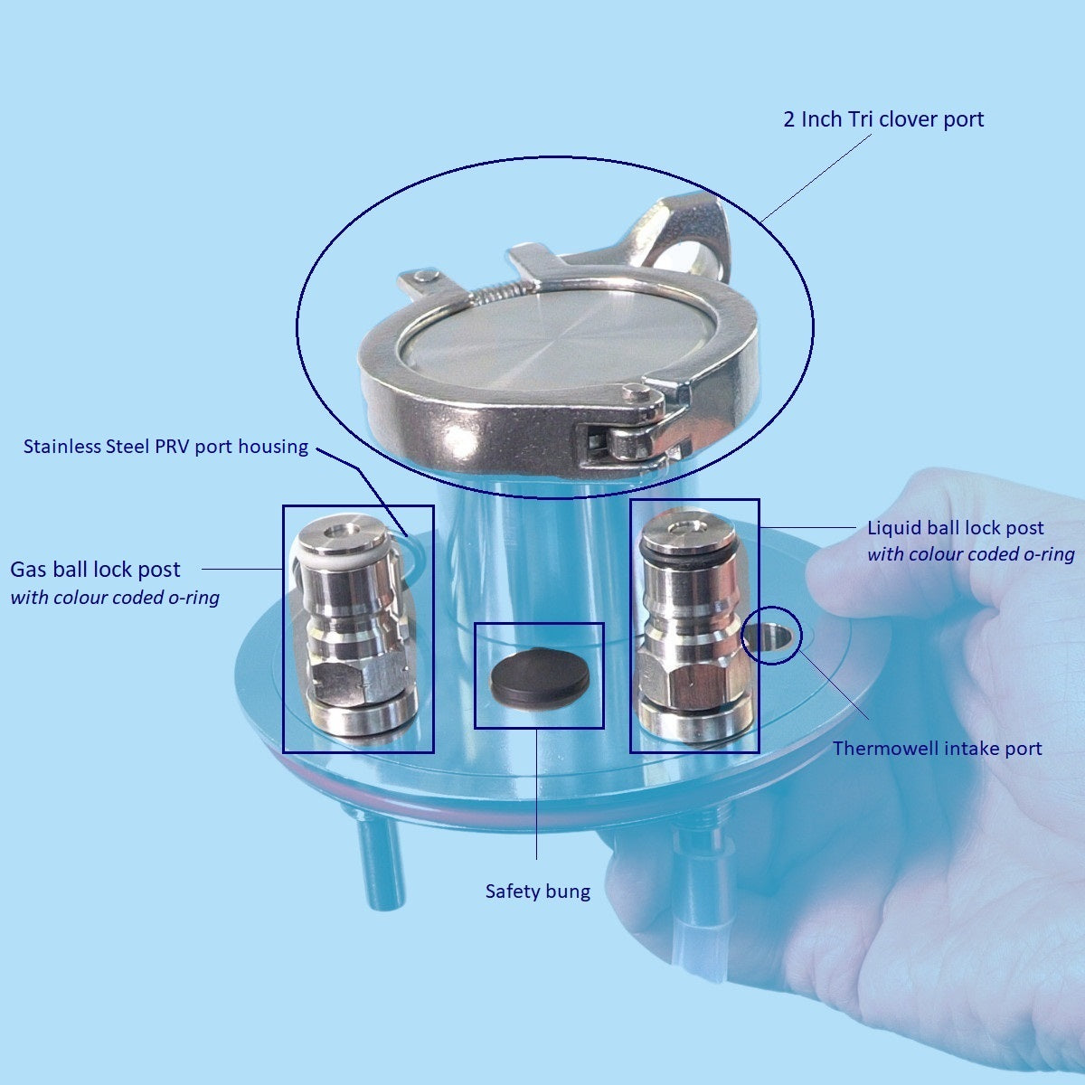 Universal Apollo Stainless Steel Pressure Lid (2in Tri-Clover)