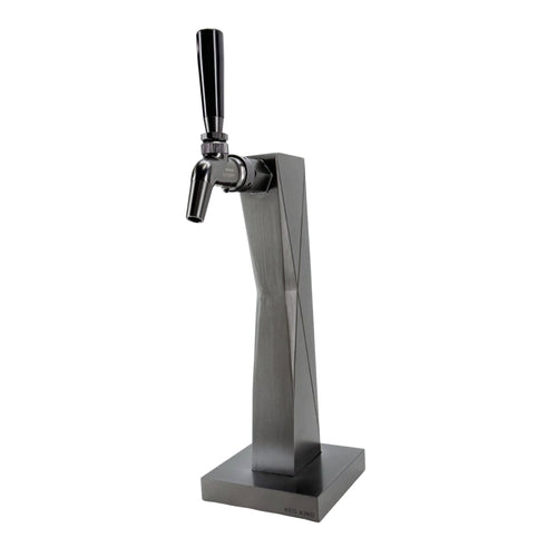 Metallic beer tap on a white background