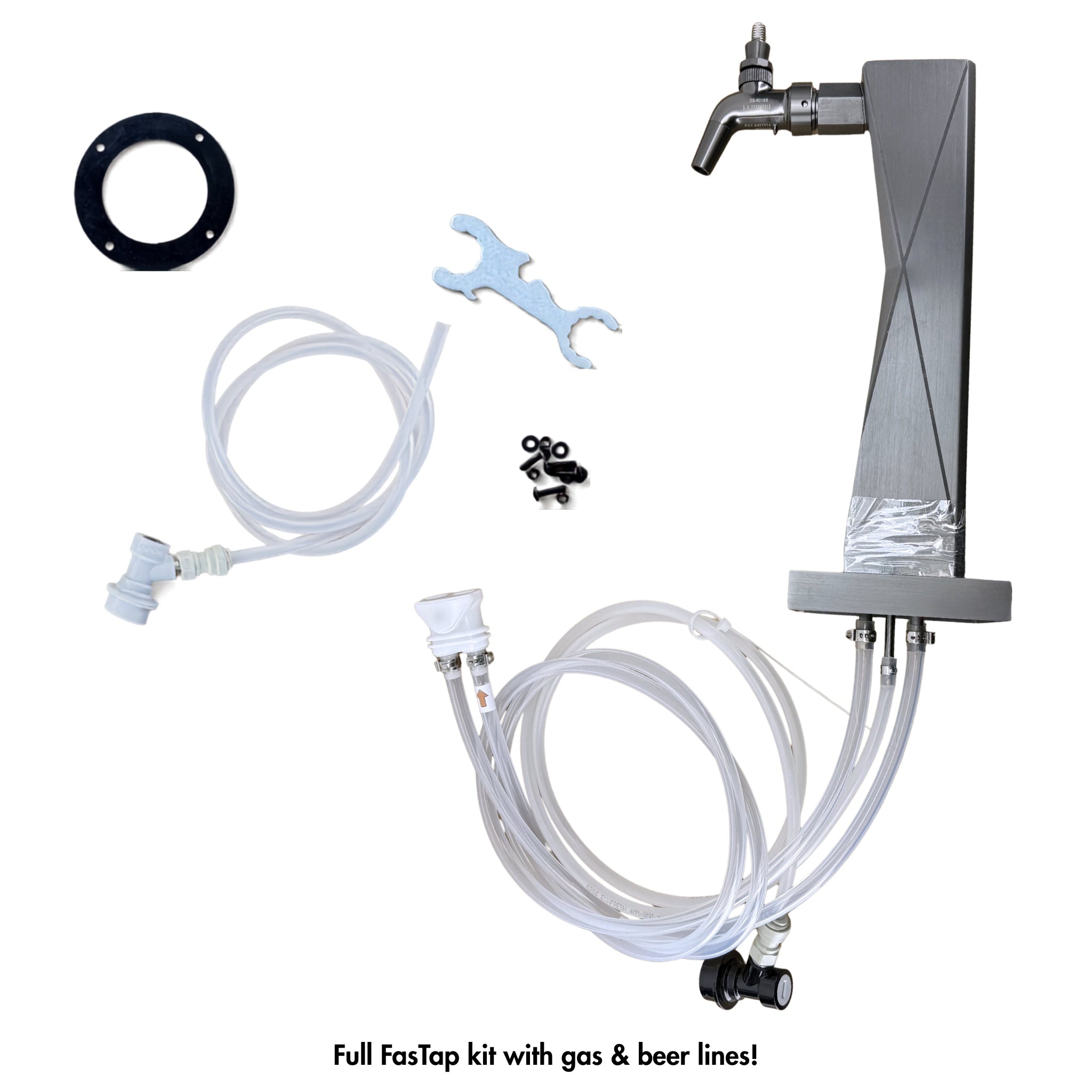 Full FasTap kit with gas and beer lines on a white background