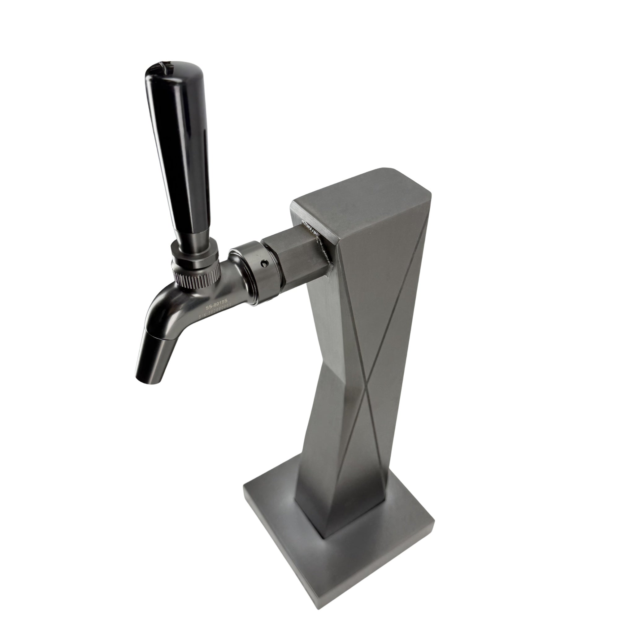 Metal beer tap on a white background
