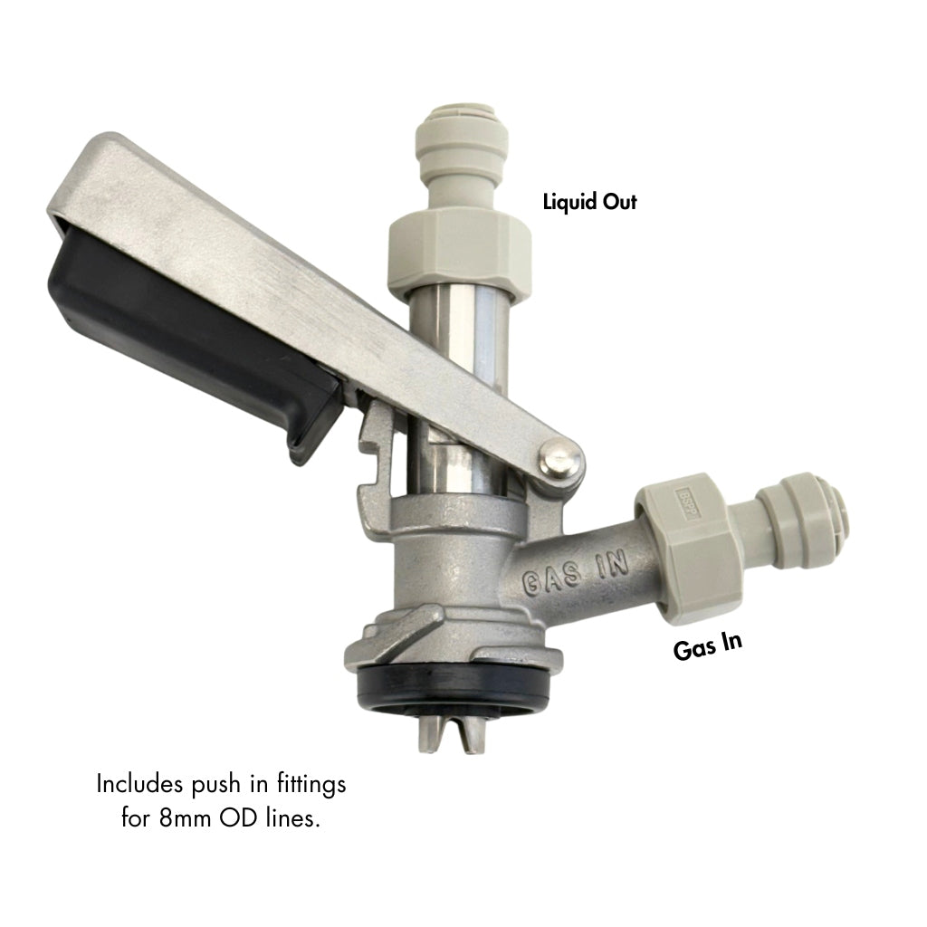 Coupler - S-Type Keg Coupler with Push In Fittings