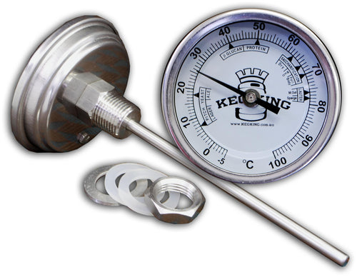 Bi-Metal 3inch Dial Weldless Thermometer-Long Stem 132mm