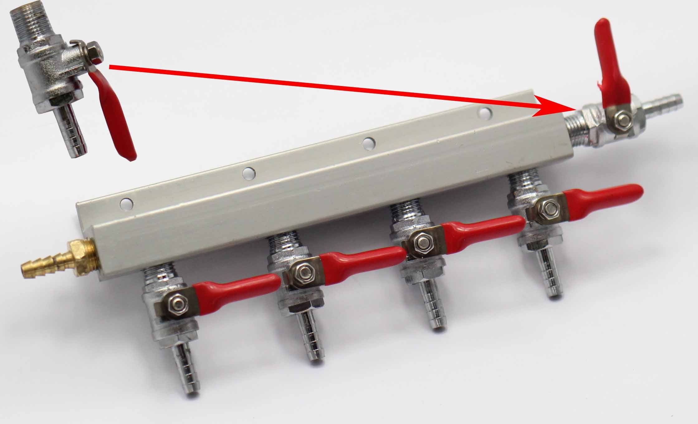 6 Output / 6 Way Gas Line Manifold Splitter with Check Valves