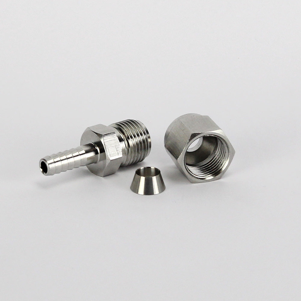 8mm Stainless Compression Fitting to 6mm Barb