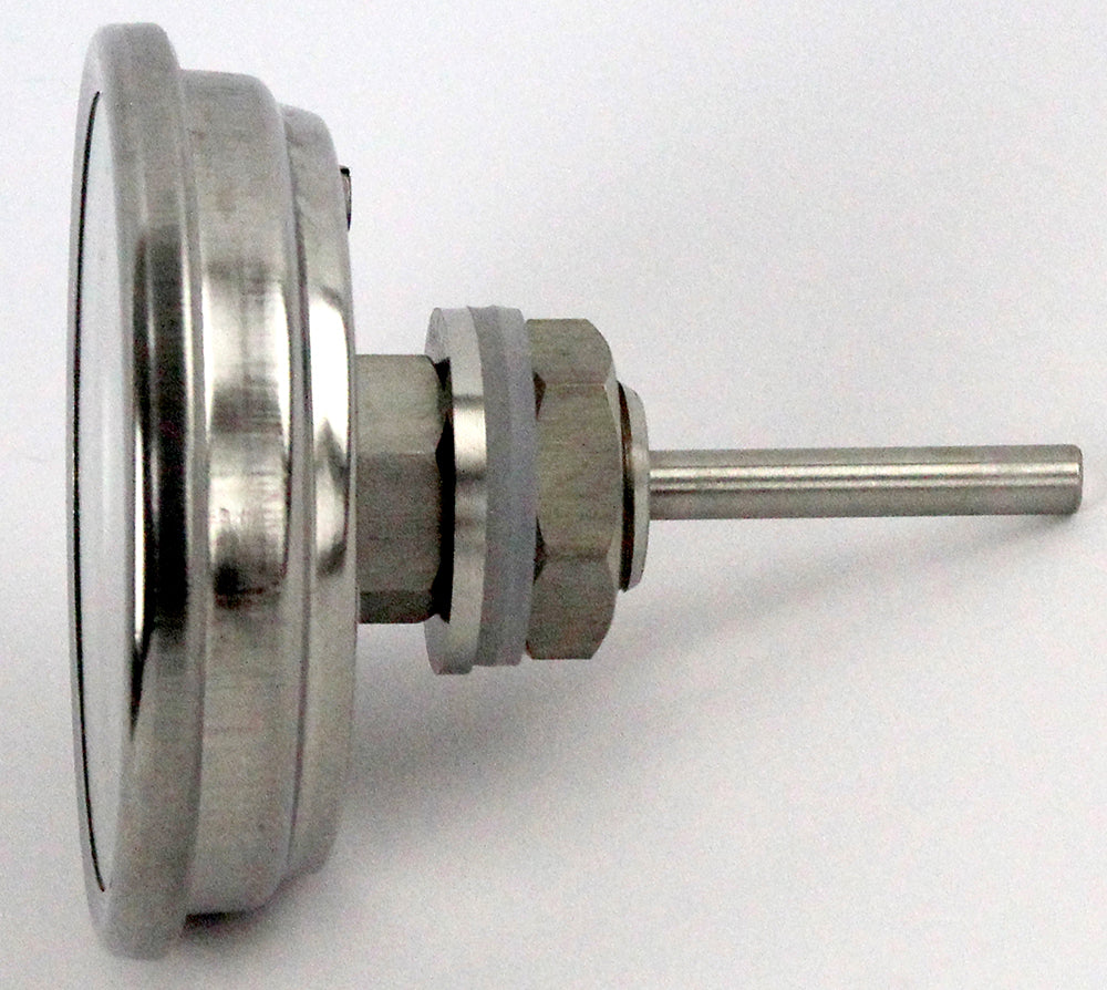 Bi-Metal 3inch Dial Weldless Thermometer-Short Stem 40mm