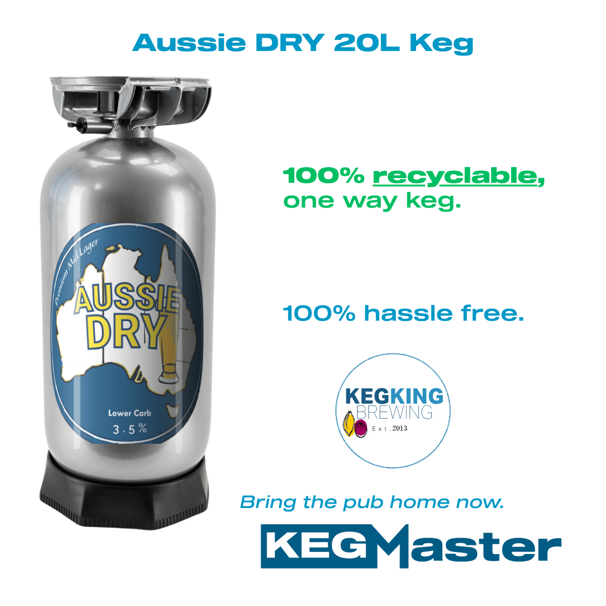 Keg of Beer Keg King Aussie Dry 3.5% 20L