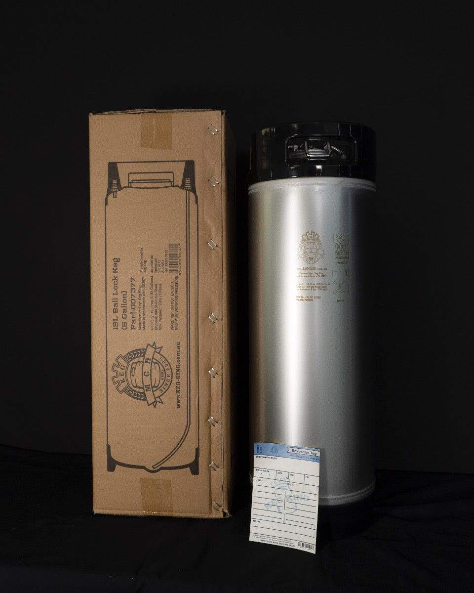 19L Ball Lock corny keg with package tag view