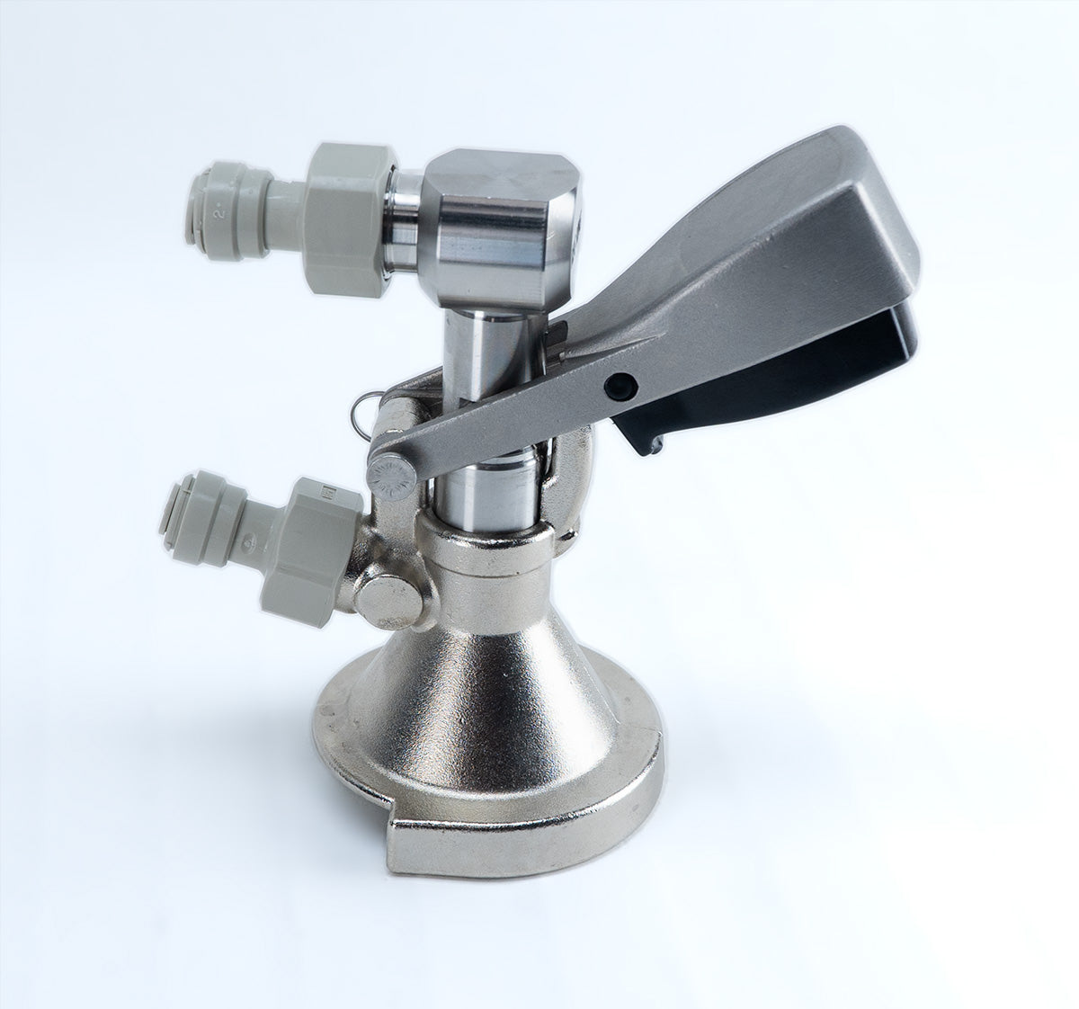 A-Type Keg Coupler with Low Profile Elbow and Push-In Fittings