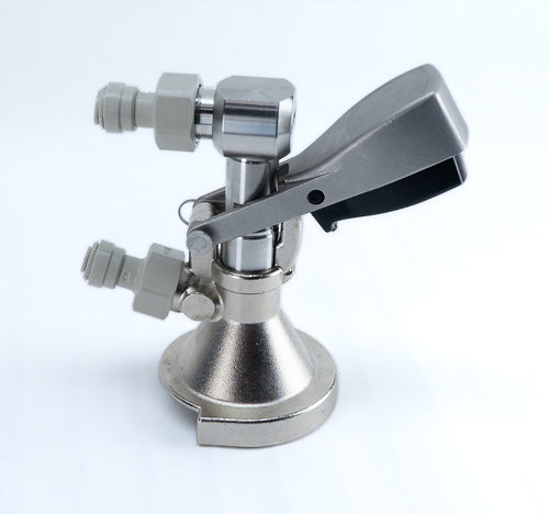 A-Type Keg Coupler with Low Profile Elbow and Push-In Fittings