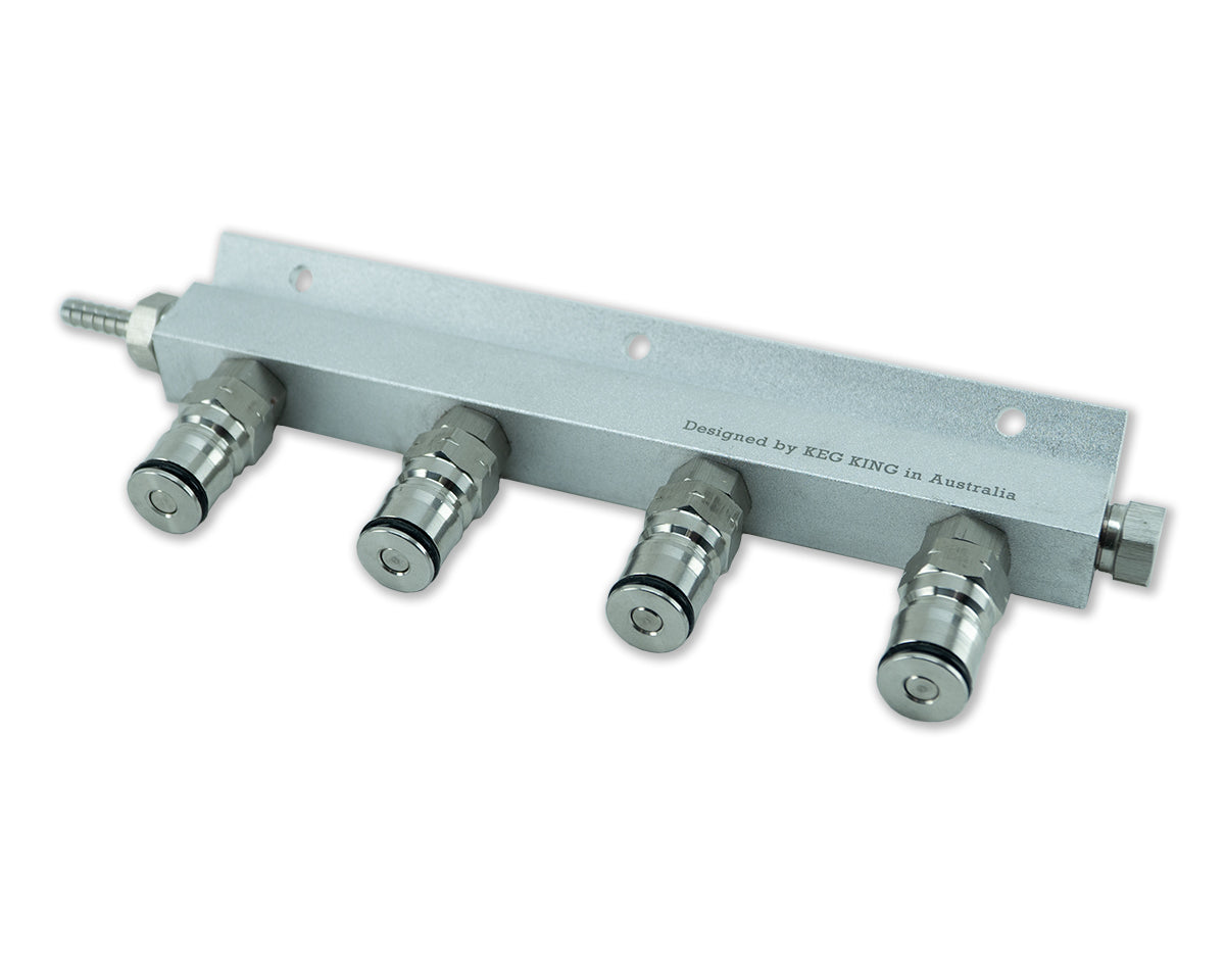 4 Way Gas Line Manifold Splitter With Ball Lock Posts