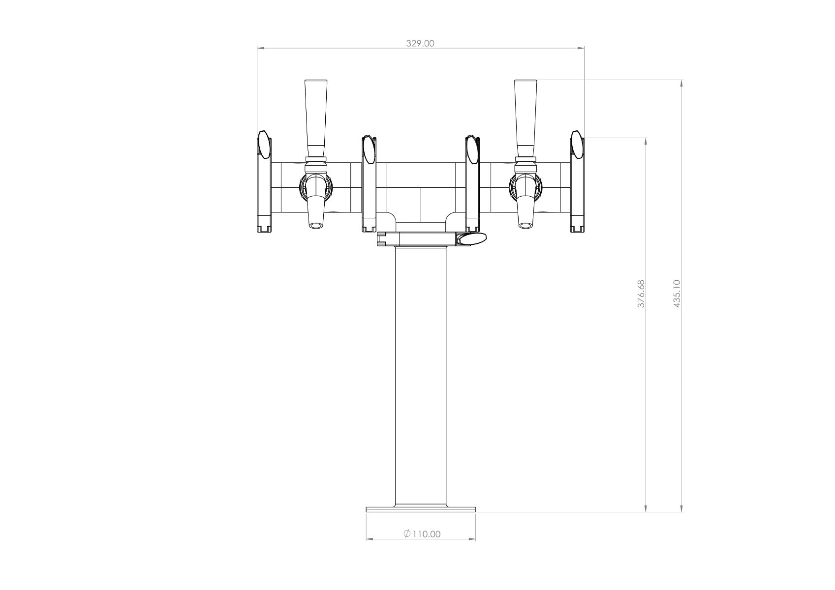 Double Tap Modular Beer Font Tower Engineering Diagram