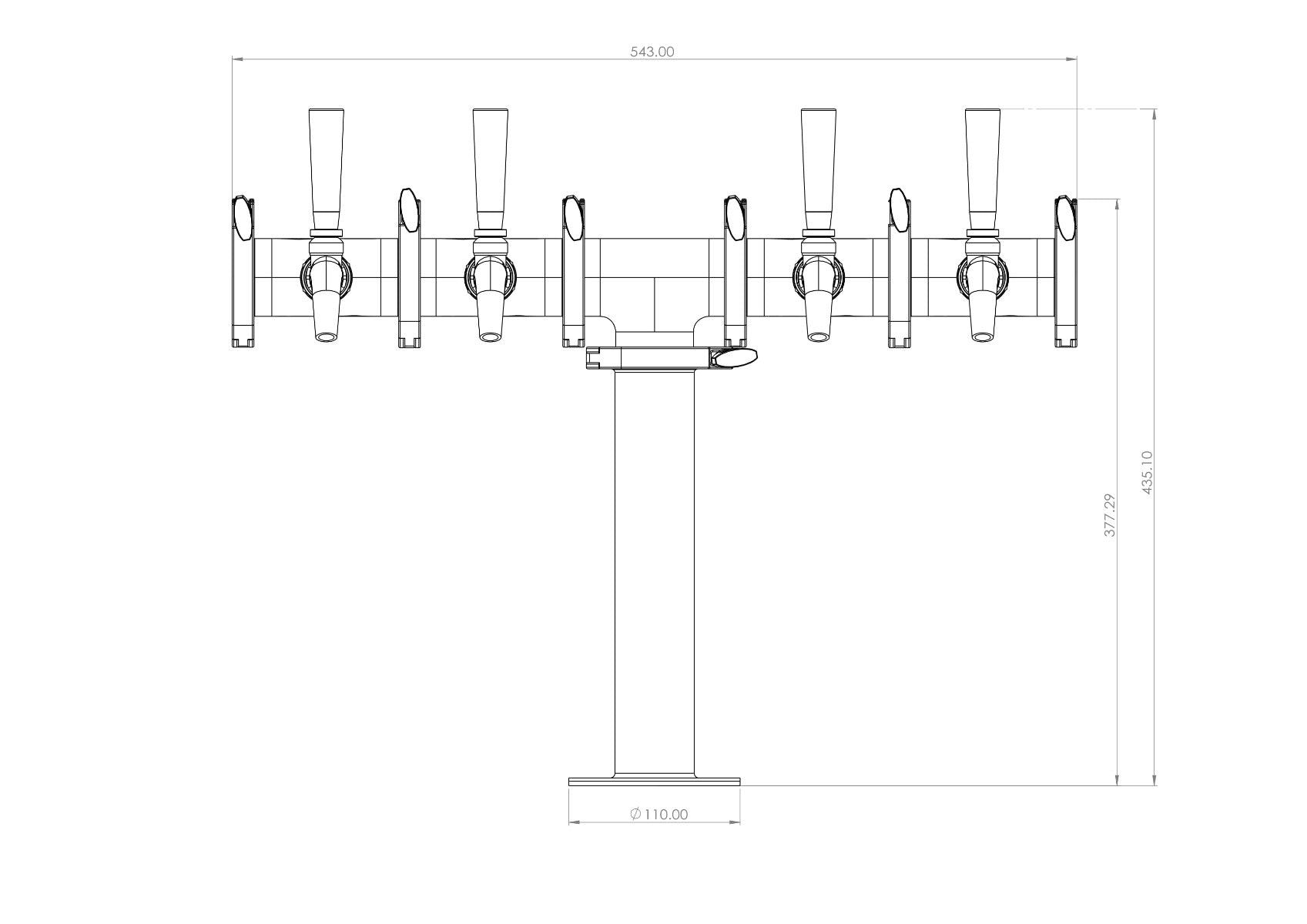 Quadruple Tap Modular Beer Font Engineering Diagram
