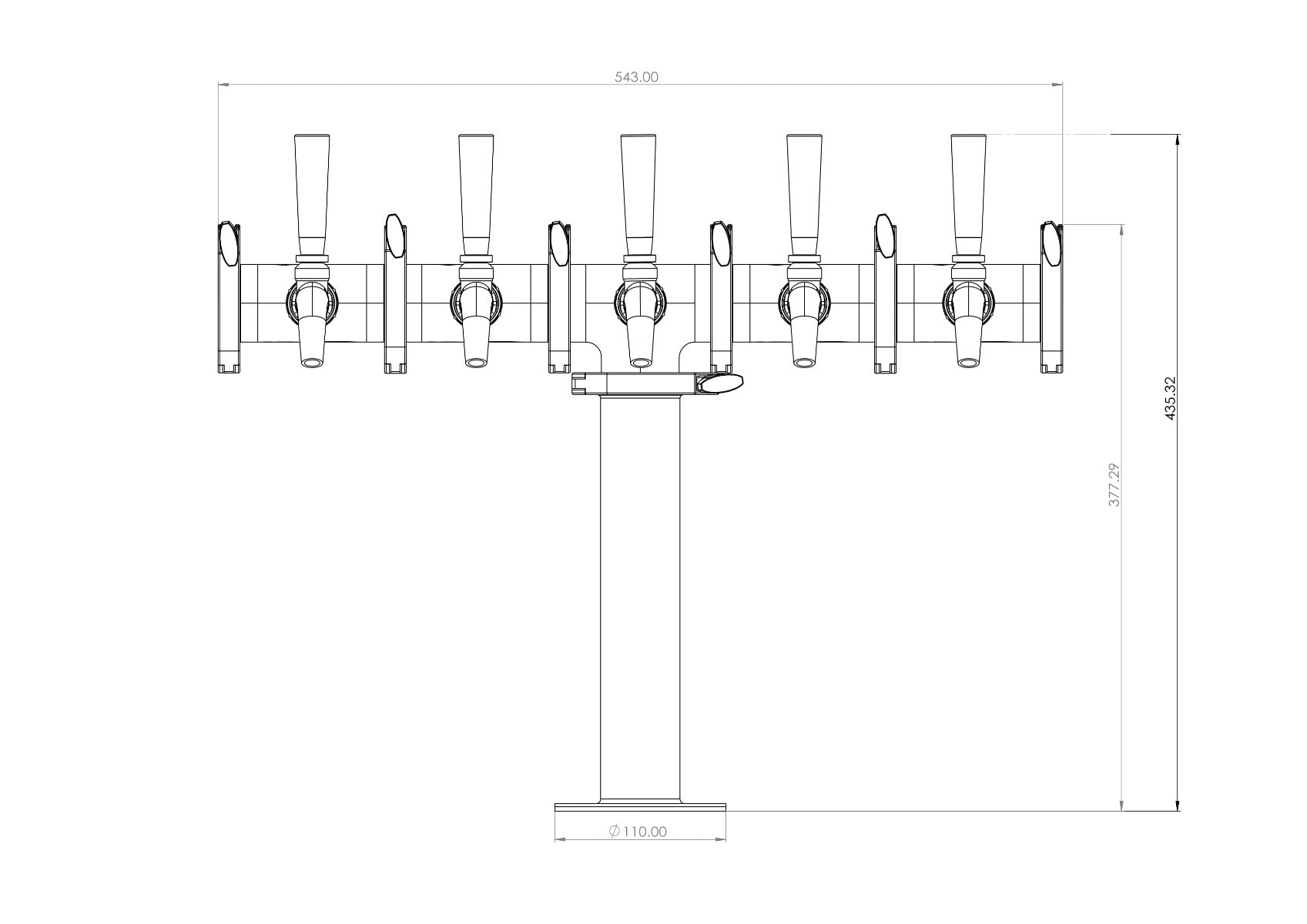 Keg King Quintuple Tap Modular Beer Font Tower Engineering Diagram