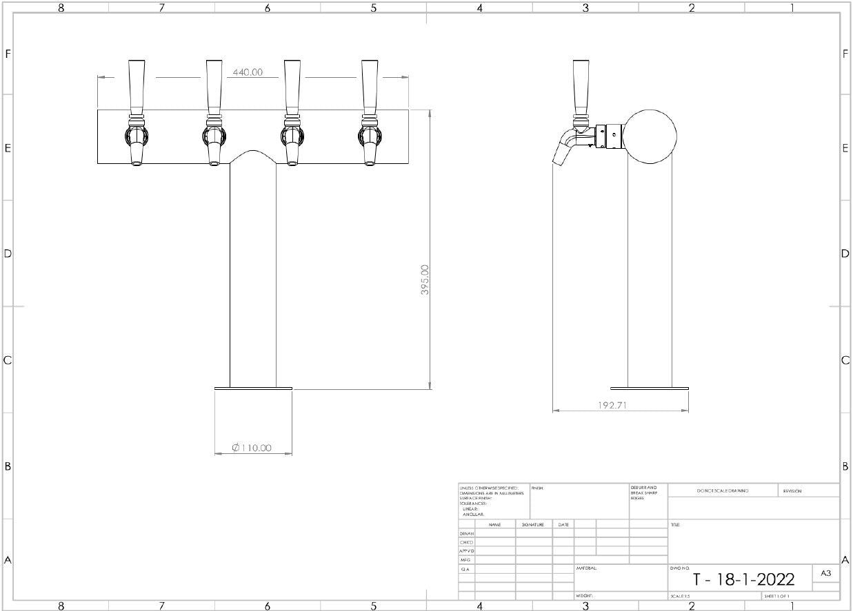 Font Tee Bar FasTap UltraT with Taps Quad Tap