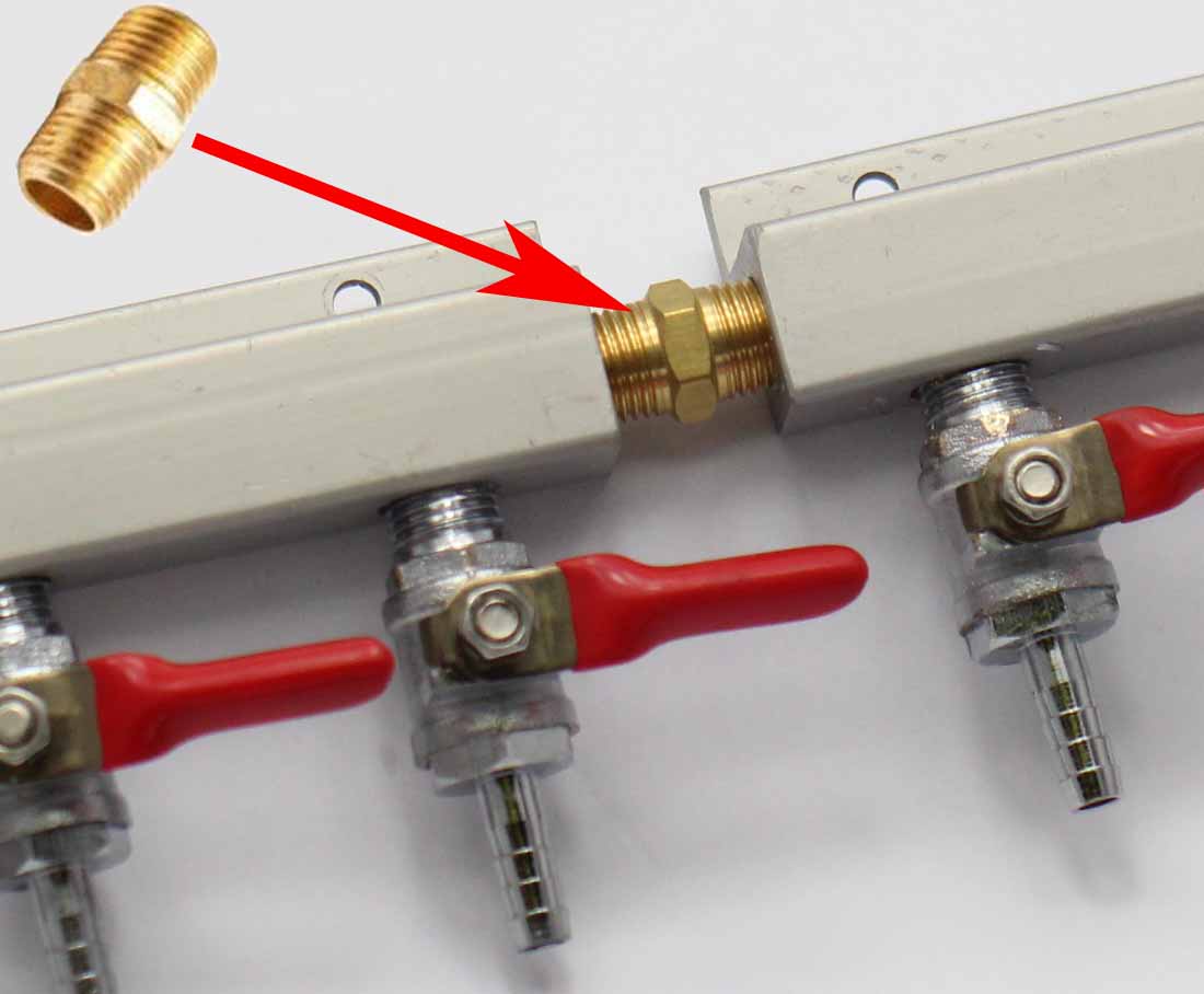 6 Output / 6 Way Gas Line Manifold Splitter with Check Valves