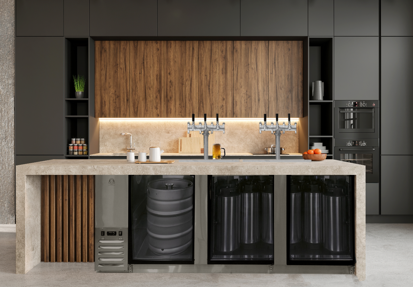 KegMaster Super Deluxe - Three Door in home bar setup