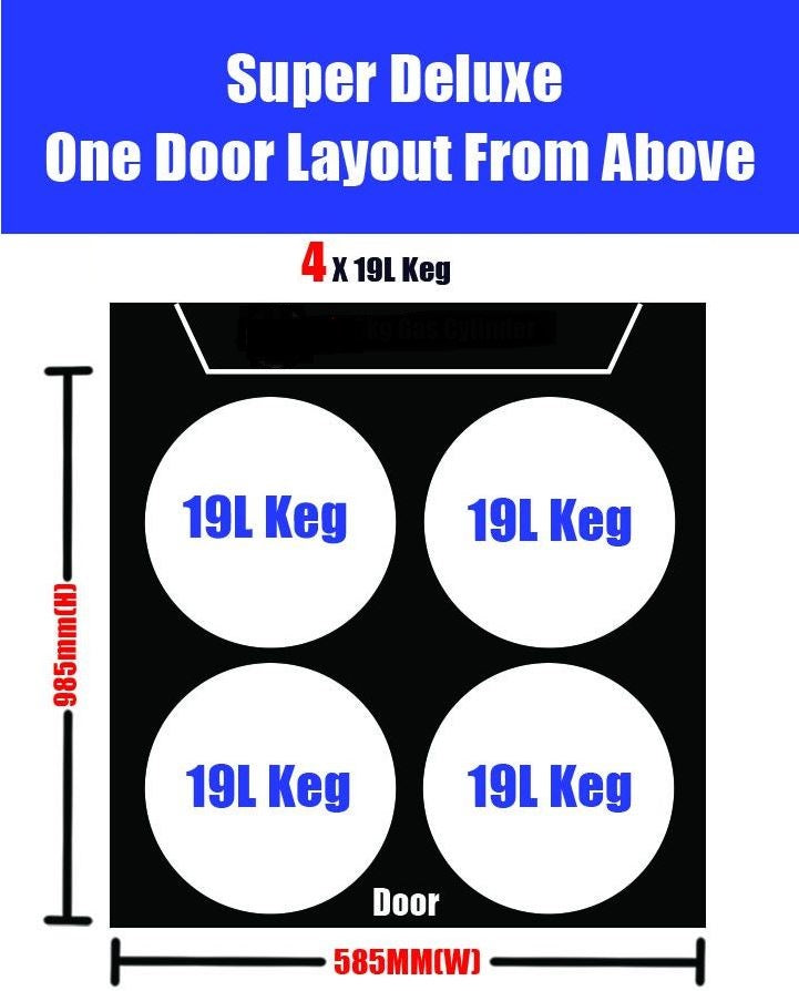4 keg layout diagram from super deluxe single door unit