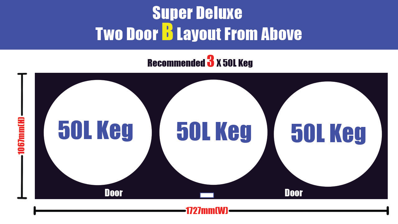 Two Door XL Kegmaster showing 50L keg capacity