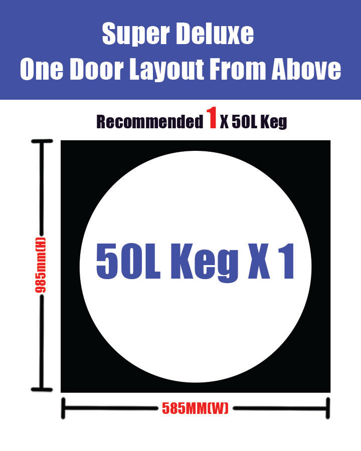 Super Deluxe One Door showing 50L Keg Capacity