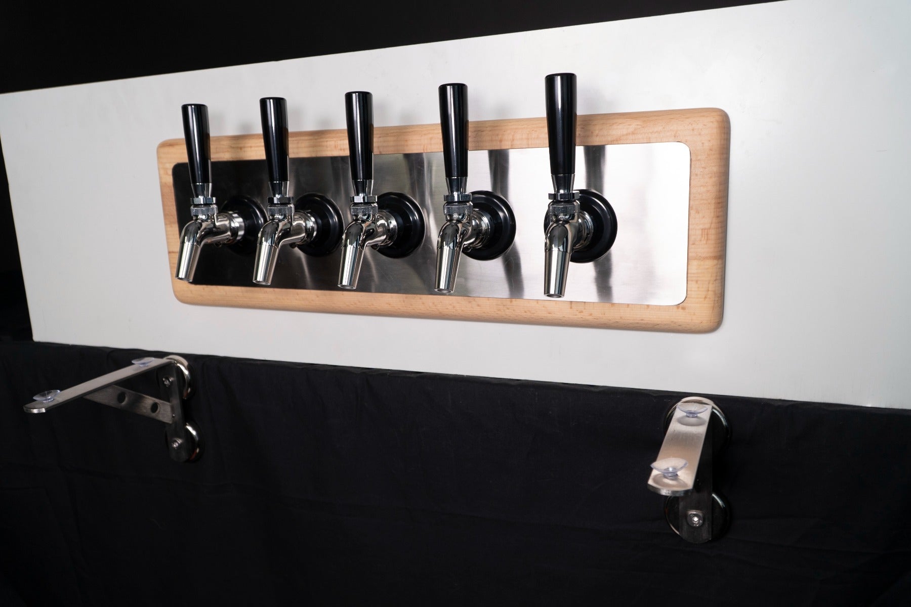 Tap Bank Front Panel - Stainless Steel & Wood Trim