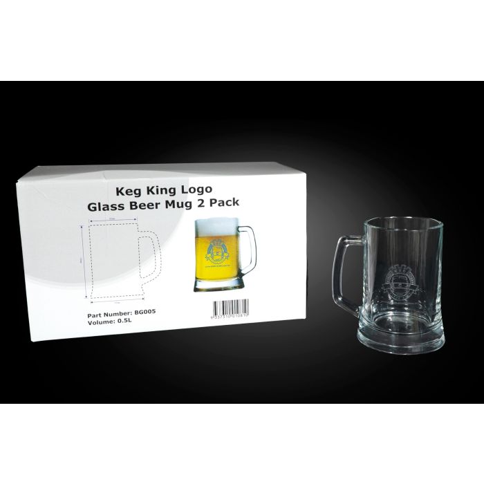 Beer Glass - Keg King Logo Beer Mug 2 Pack
